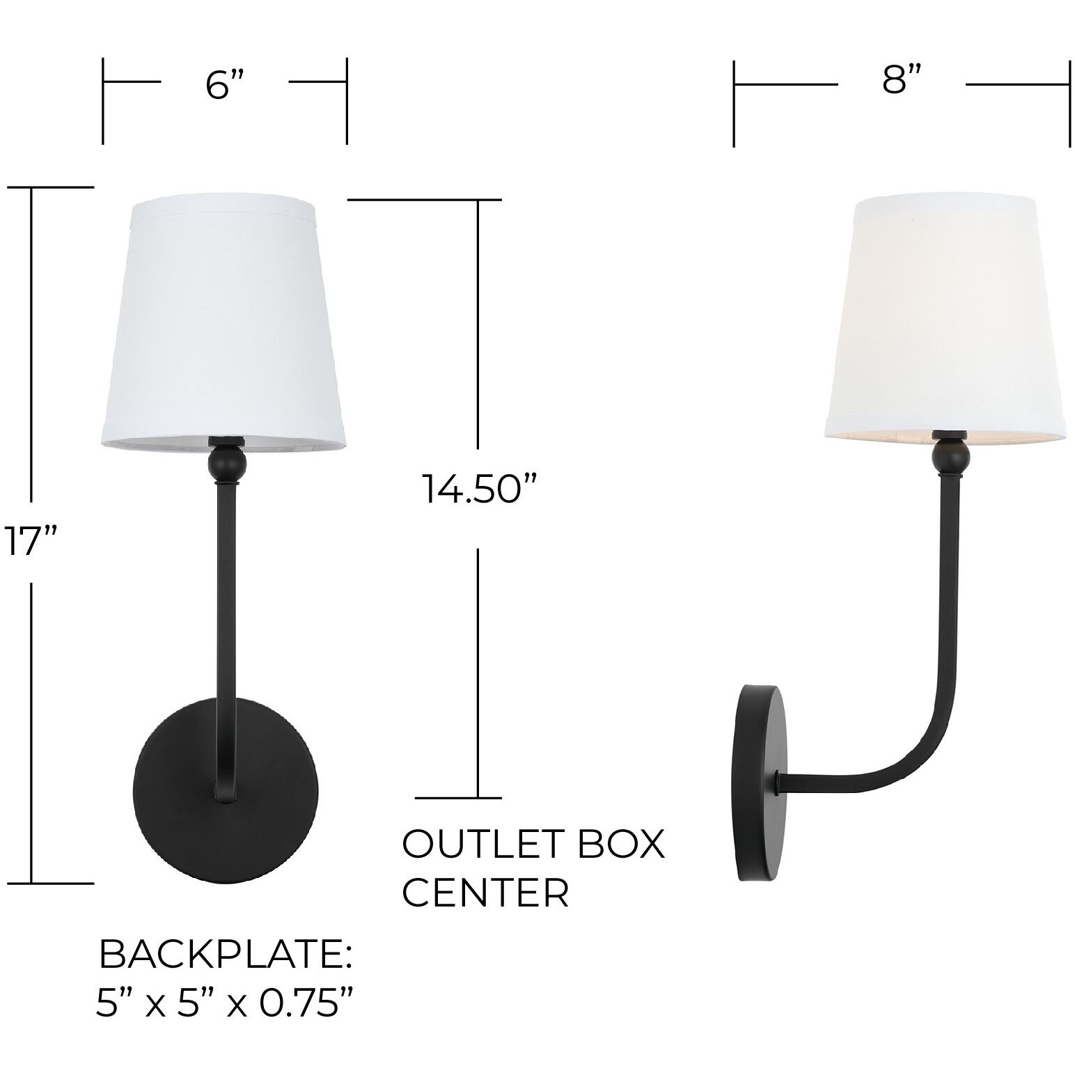 Dawson 1 Light 6 inch Matte Black Sconce Wall Light