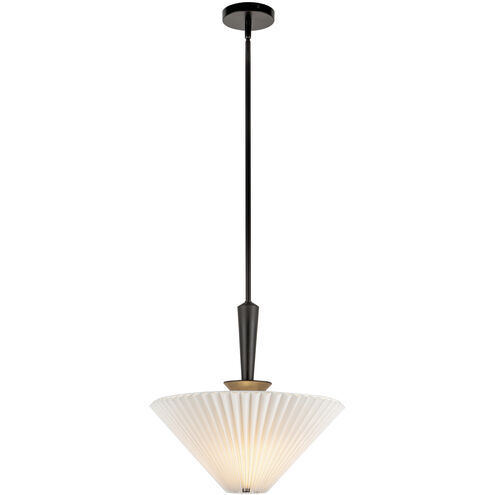 Alora Mood Bridgette 1 Light 16.38 inch Matte Black Pendant Ceiling Light in Matte Black and Folded White, Linen Shade