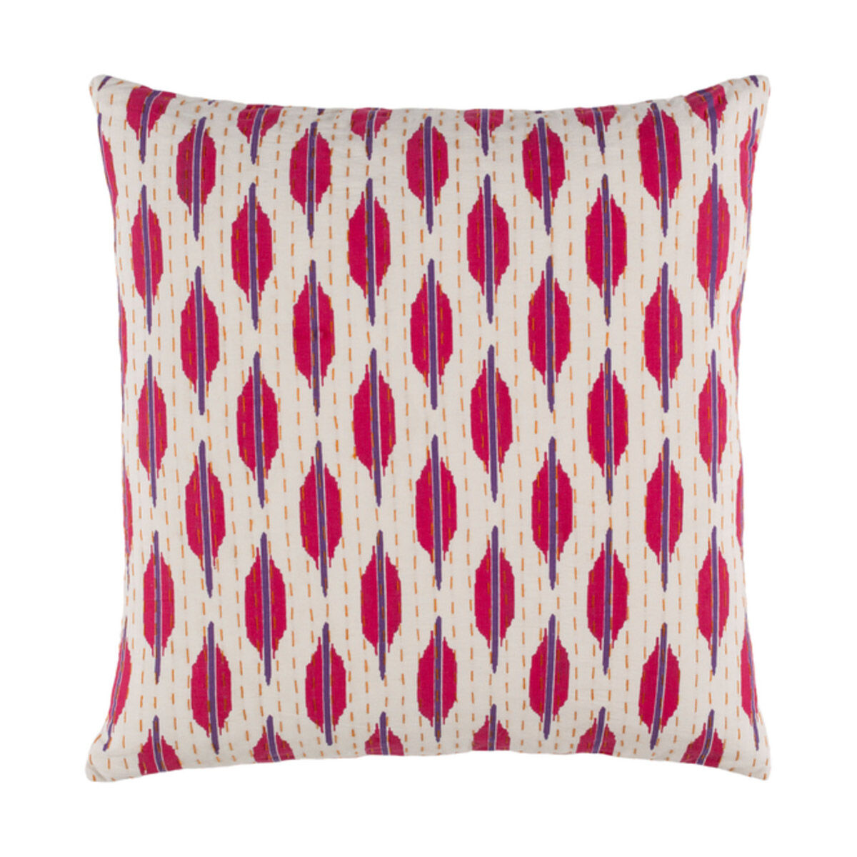 Kantha 20 X 20 inch Bright Purple and Bright Pink Throw Pillow