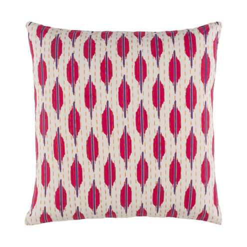 Kantha 20 X 20 inch Bright Purple and Bright Pink Throw Pillow