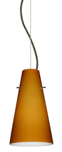 Cierro 1 Light Bronze Pendant Ceiling Light in Amber Matte Glass, Incandescent