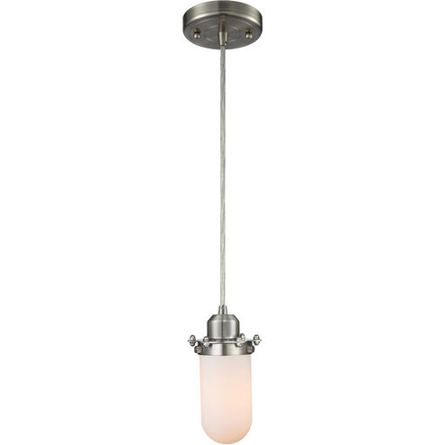 Austere Centri 1 Light 5 inch Brushed Satin Nickel Mini Pendant Ceiling Light in Incandescent, Matte White Glass, Austere
