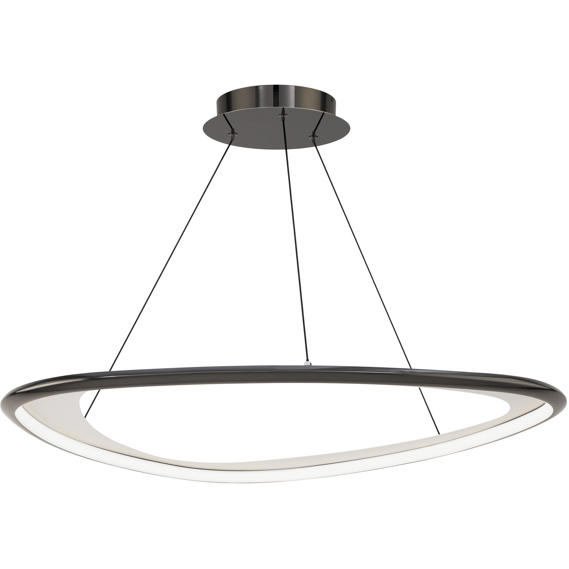 Oyster LED 33 inch Black Chrome Pendant Ceiling Light in 4000K, Black/Chrome, dweLED