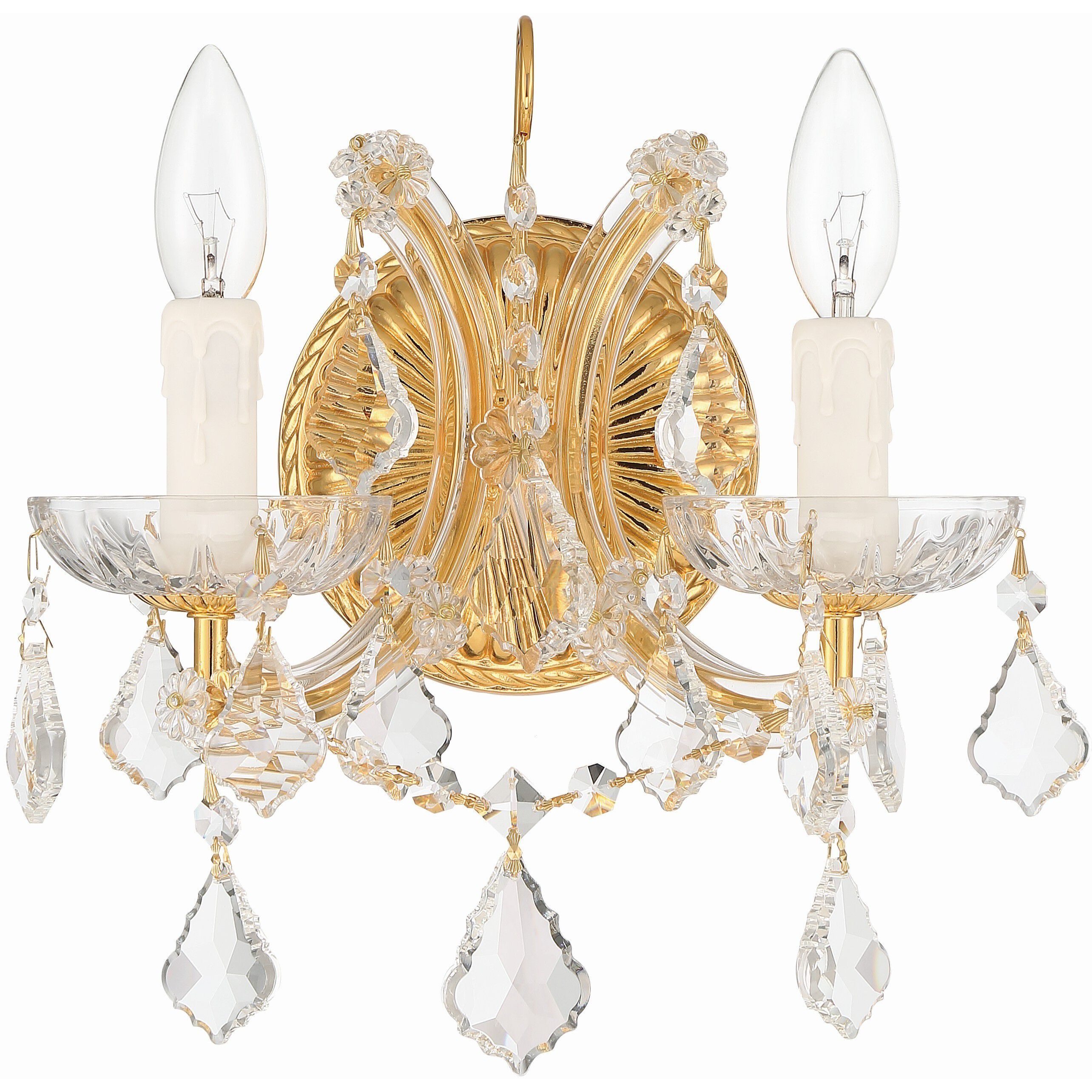 Maria Theresa Sconce Wall Light in Clear Swarovski Strass, Gold