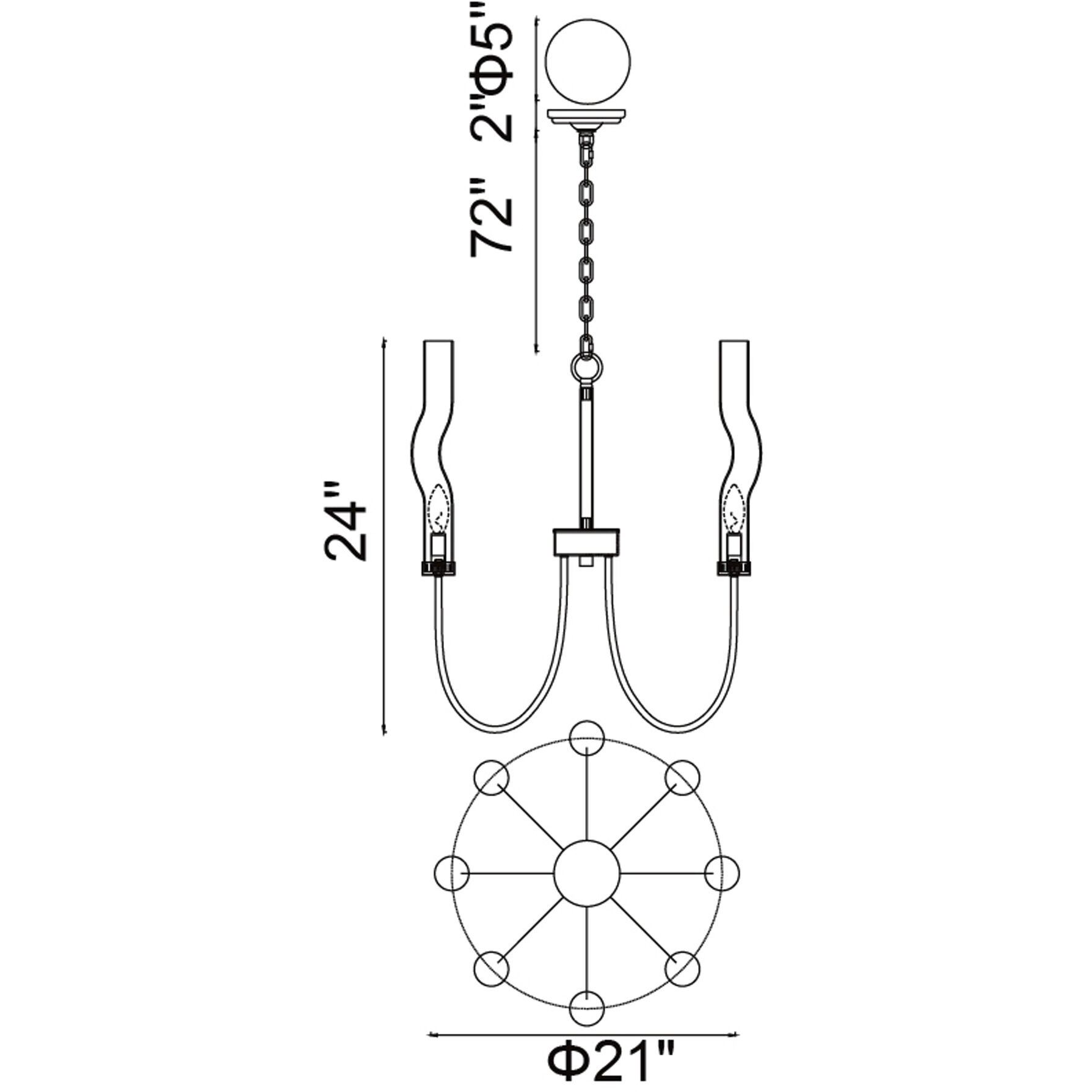 Meduse 8 Light 21 inch Polished Nickel Up Chandelier Ceiling Light