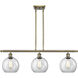 Ballston Athens 3 Light 36 inch Antique Brass Island Light Ceiling Light in Incandescent, Clear Glass, Ballston