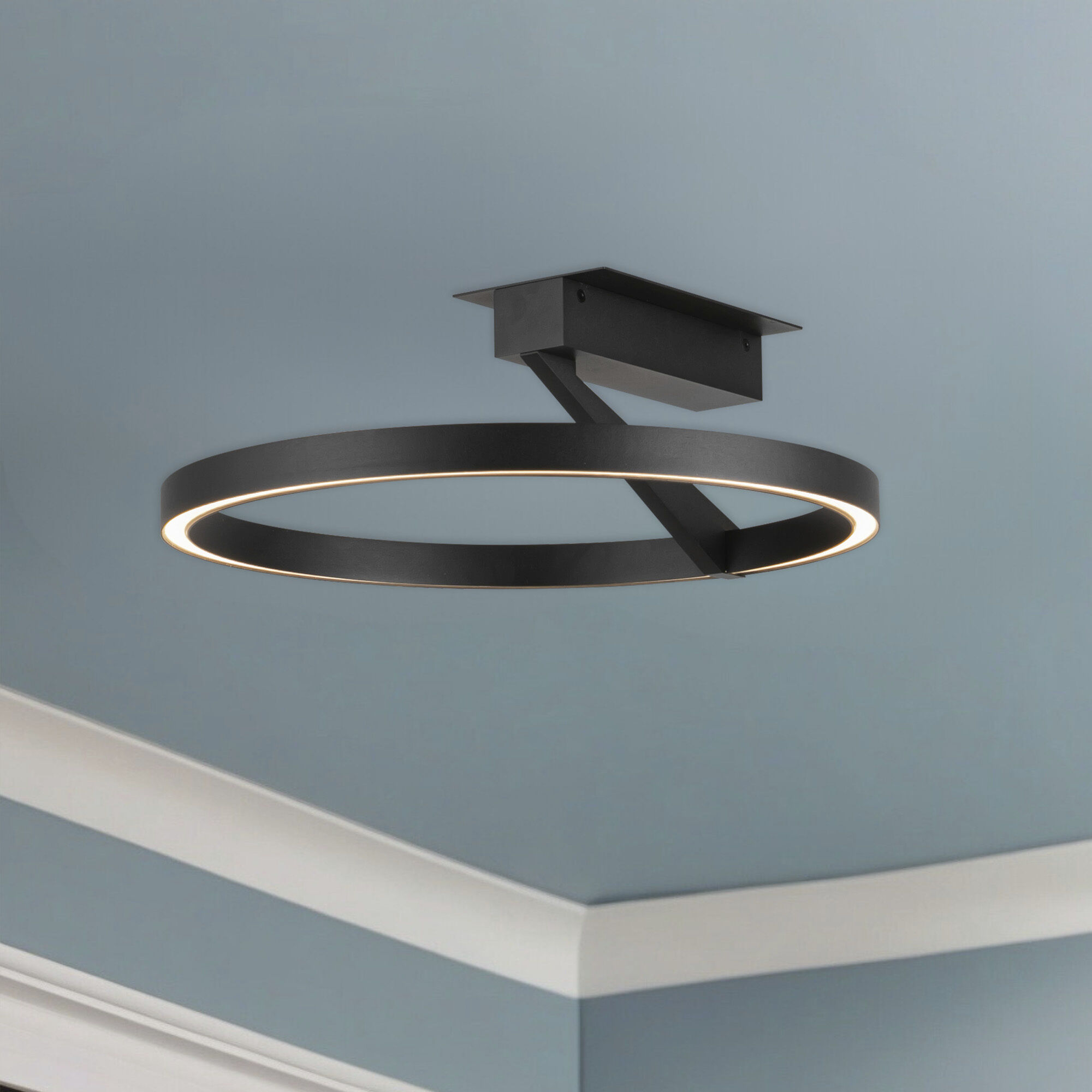 Roda LED 15.75 inch Black Semi-Flush Mount Ceiling Light