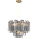 Addis 6 Light 19.75 inch Aged Brass Chandelier Ceiling Light in Tronchi Glass Smoke