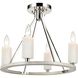 White Stone 4 Light 18 inch Polished Nickel with Sunbleached Oak Semi Flush Mount Ceiling Light