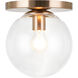 Cosmo Wall Sconce Wall Light in Aged Gold Brass and Clear