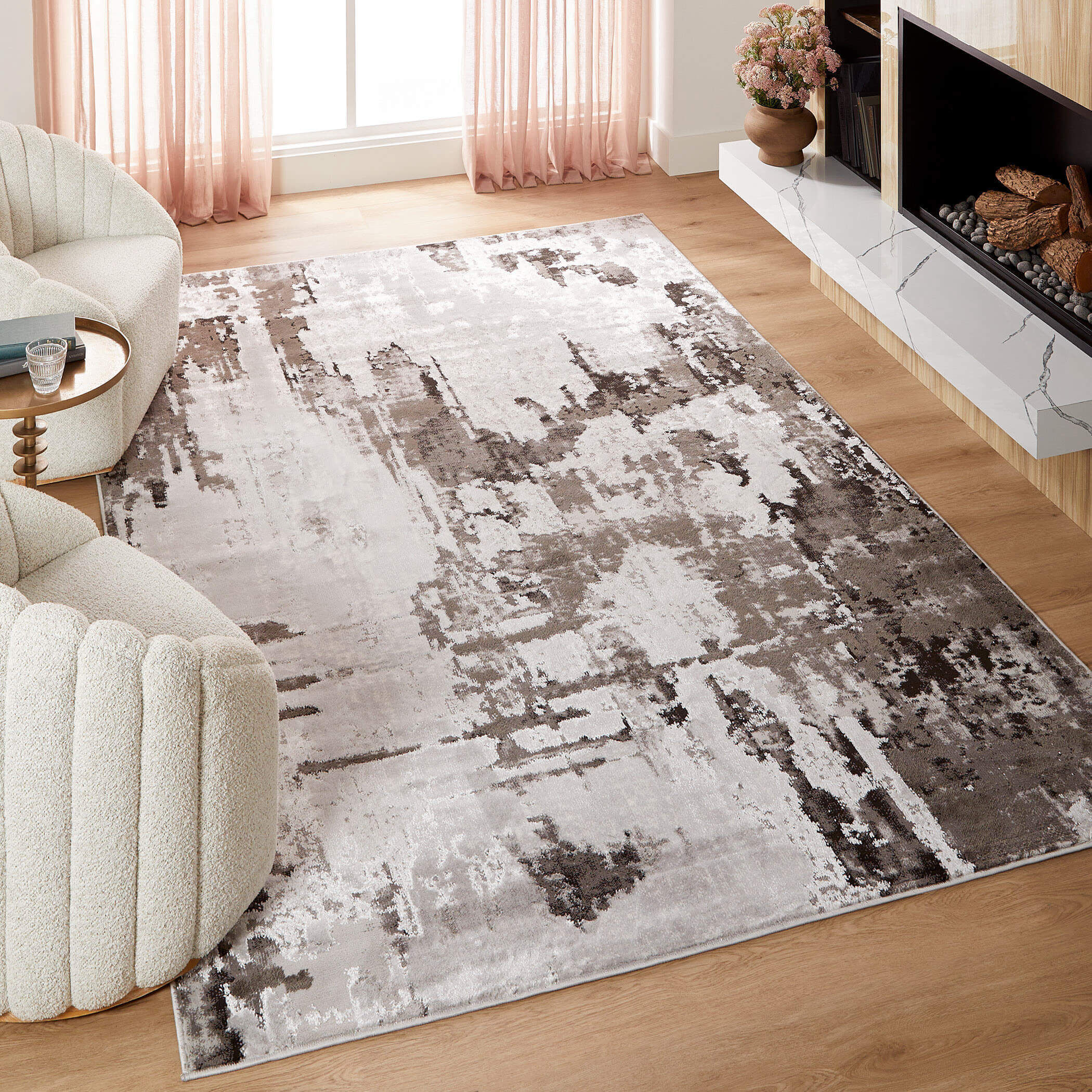 Ayda 90 X 63 inch Black/Grey Rug in 5 x 7
