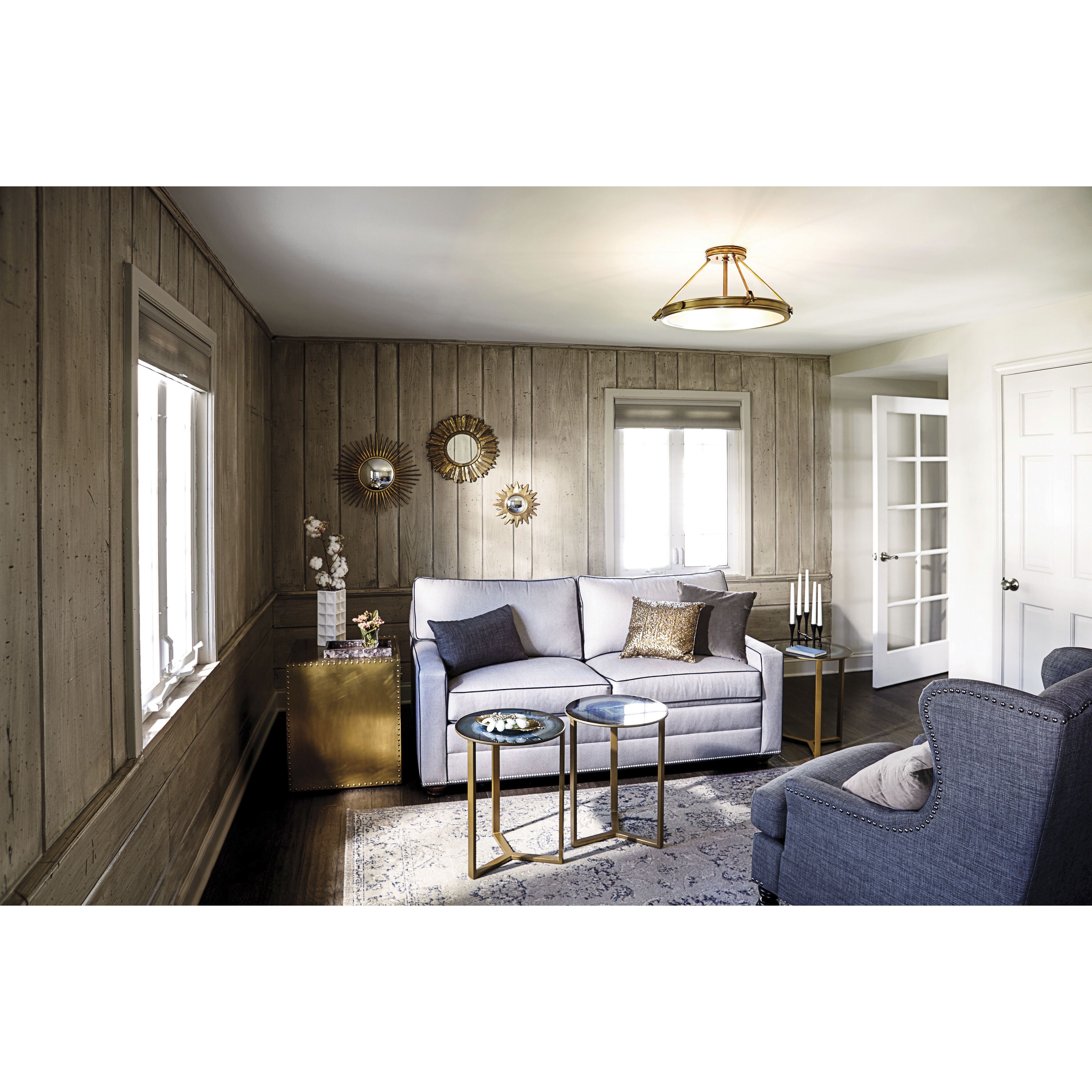 Collier 4 Light 22 inch Heritage Brass Indoor Semi-Flush Mount Ceiling Light