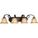 Torino 4 Light 34 inch Forged Bronze Bath Vanity Wall Light in Tea-Stained