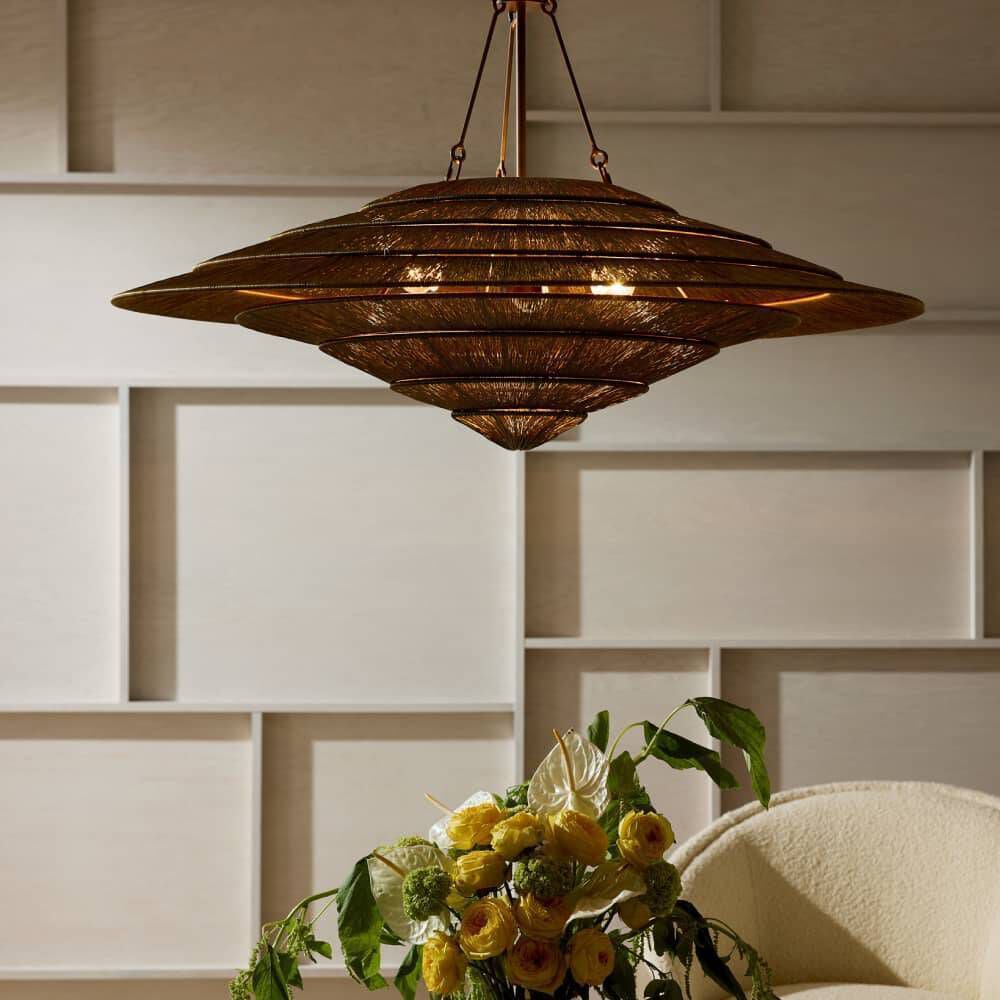 Lexa 3 Light 40 inch Vintage Brass Pendant Ceiling Light