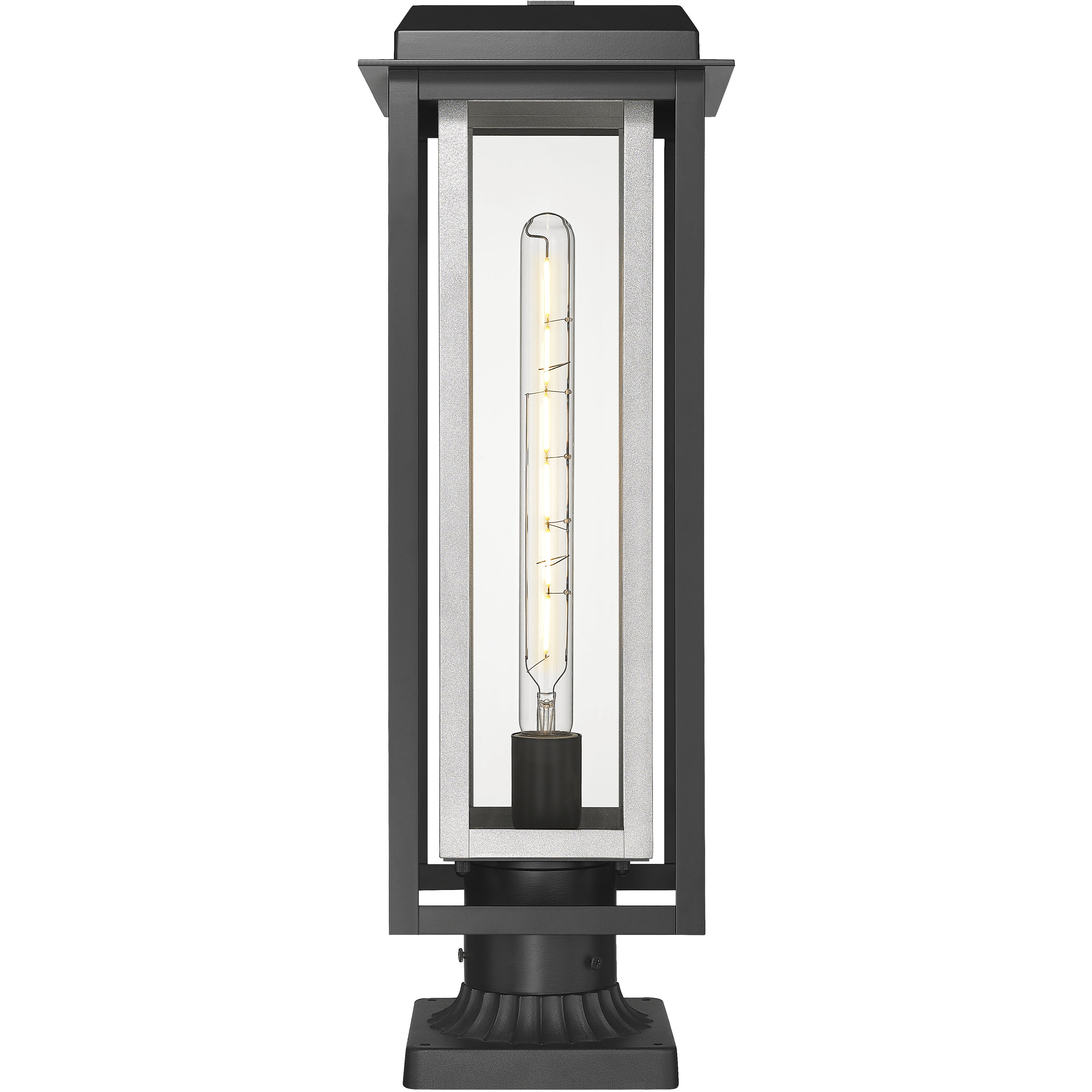 Mansfield 1 Light 20.38 inch Matte Black with Silver Outdoor Post Lantern in Clear Glass