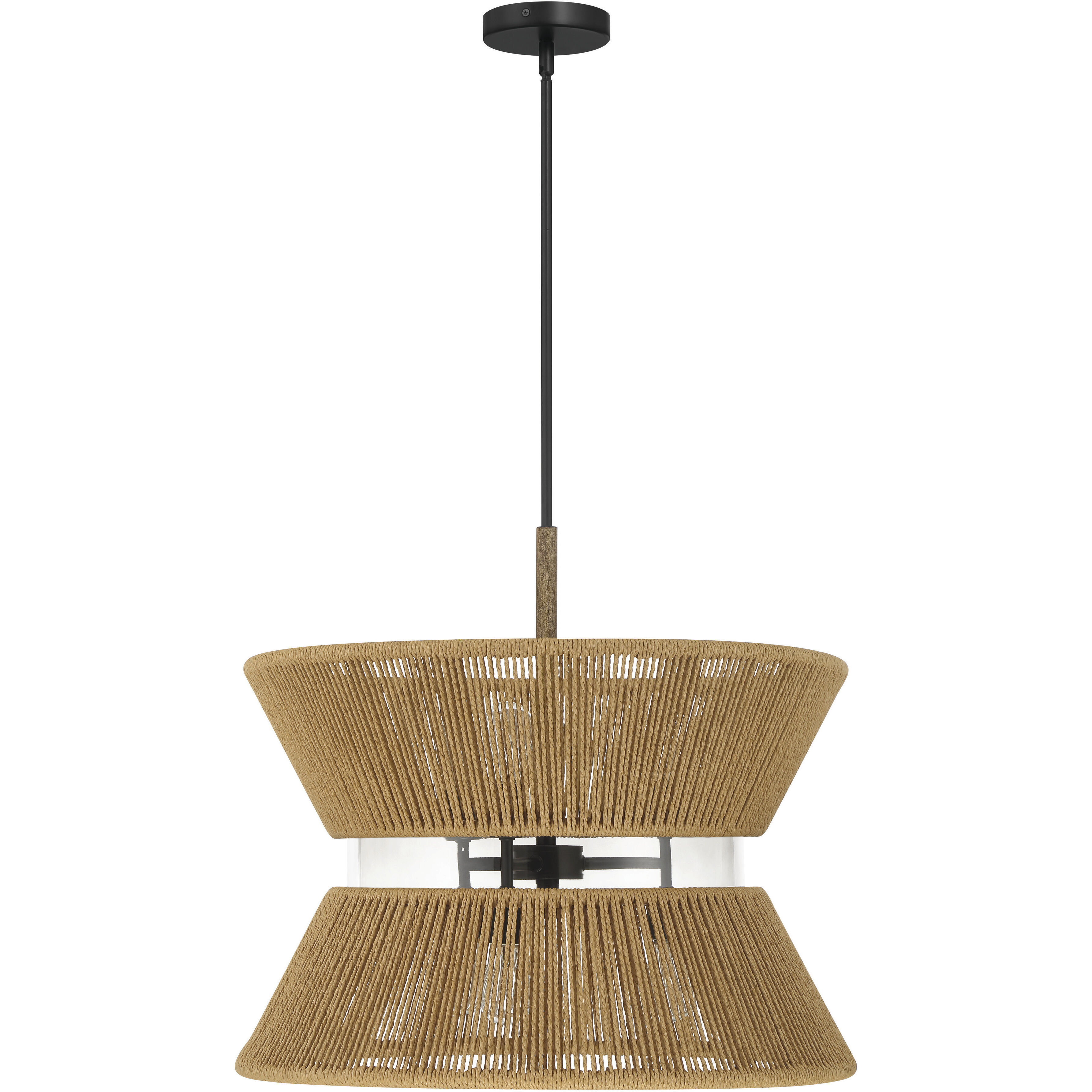 Serena 6 Light 24.13 inch Flat Black/Walnut Pendant Ceiling Light in Flat Black and Walnut