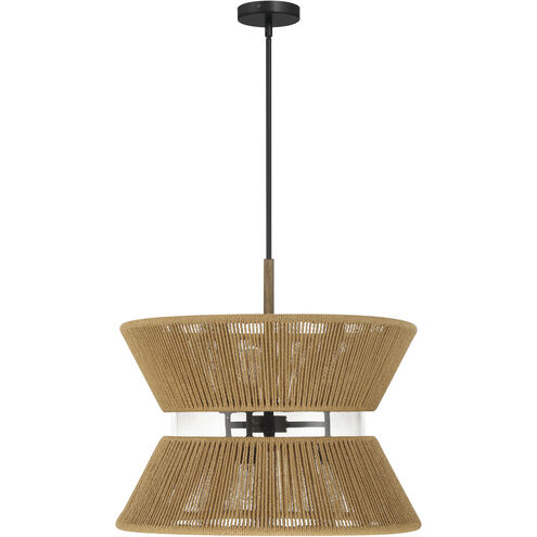 Serena 6 Light 24.13 inch Flat Black/Walnut Pendant Ceiling Light in Flat Black and Walnut