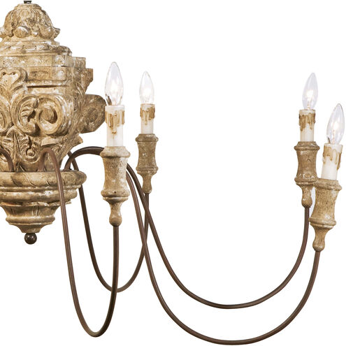 Wood Carved 8 Light 49 inch Distressed Painted Chandelier Ceiling Light