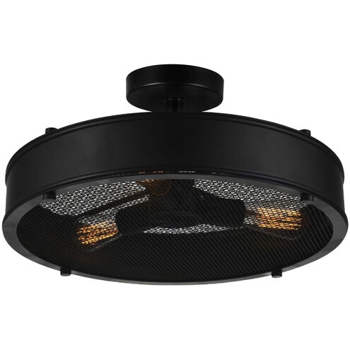 Tigris 3 Light 16 inch Black Drum Shade Flush Mount Ceiling Light