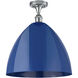 Edison Plymouth Dome 1 Light 16 inch Brushed Satin Nickel Semi-Flush Mount Ceiling Light in Red