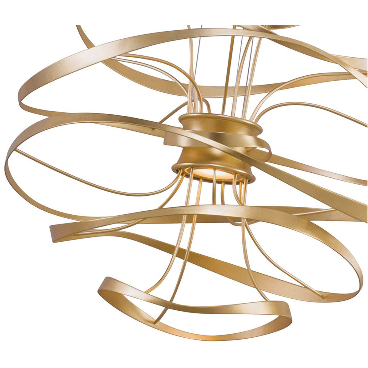 Calligraphy LED 26 inch Gold Leaf with Polished Stainless Accents Pendant Ceiling Light in 24.00