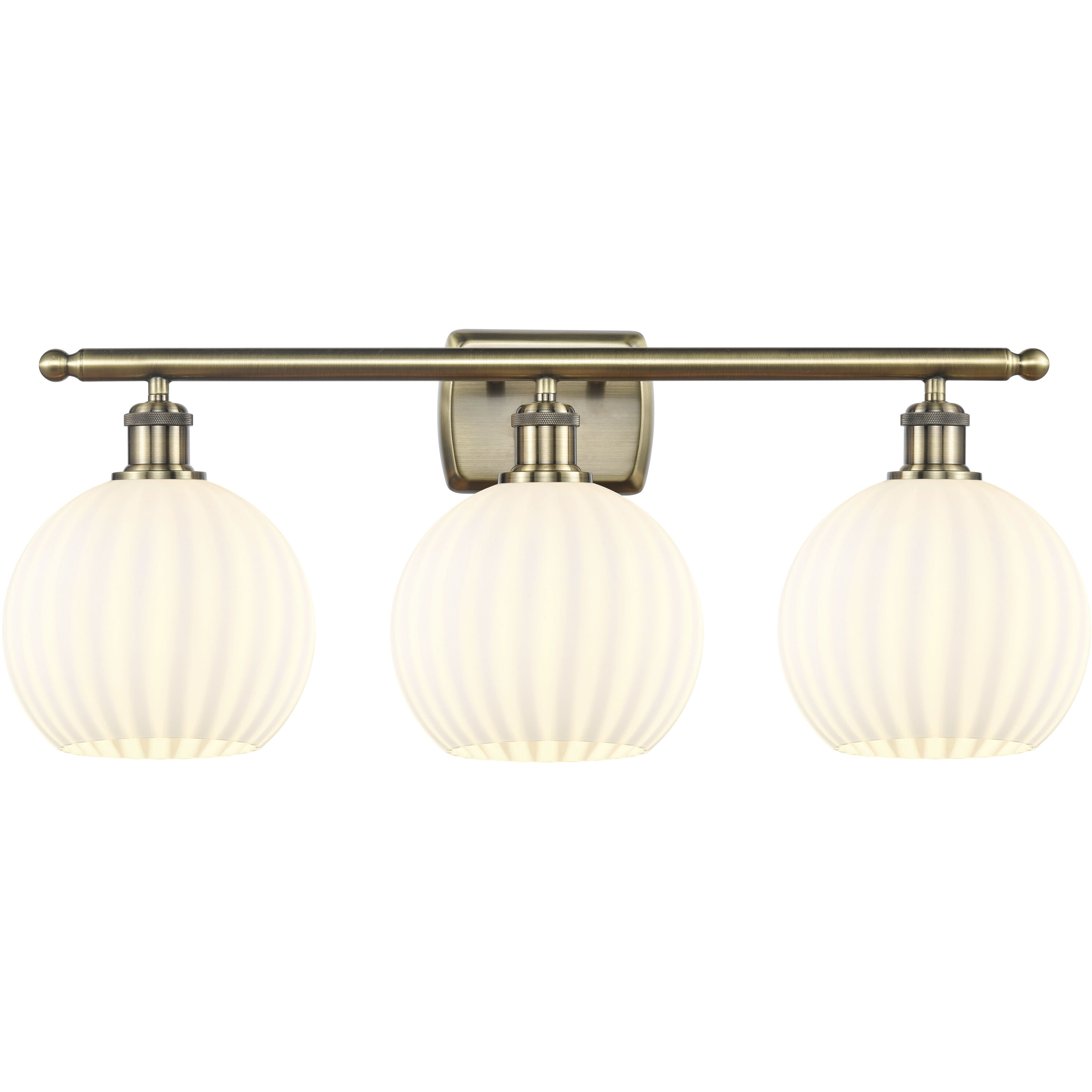 Ballston White Venetian 3 Light 28 inch Antique Brass Bath Vanity Light Wall Light
