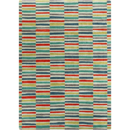 Young Life 132 X 96 inch Red/Emerald/Dark Blue/Olive/Sage/Ivory Handmade Rug