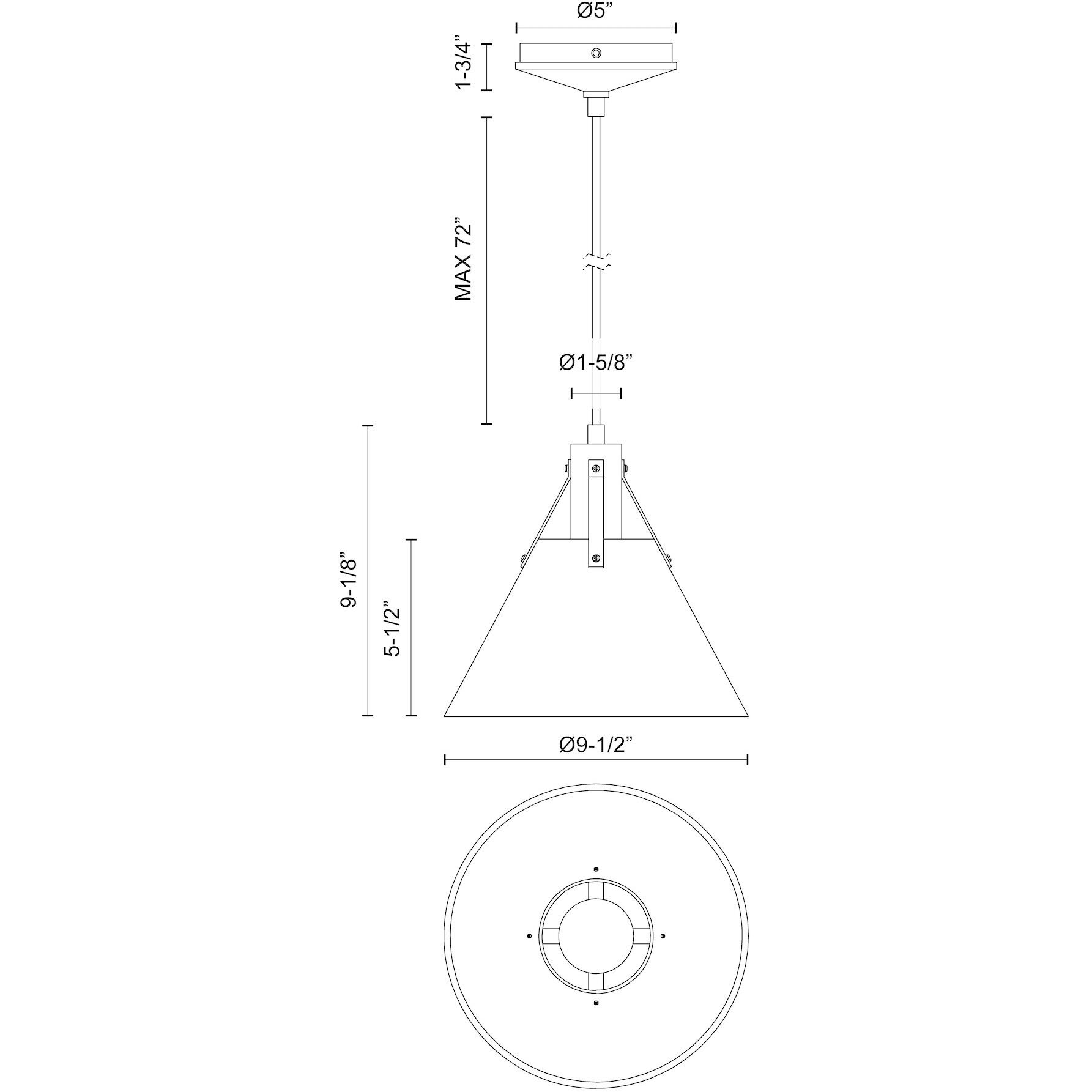 Alora Mood Archer 1 Light 9.5 inch Steel Shade Pendant Ceiling Light