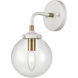 Boudreaux 1 Light 8 inch Matte White with Satin Brass Vanity Light Wall Light