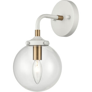 Boudreaux 1 Light 8 inch Matte White with Satin Brass Vanity Light Wall Light