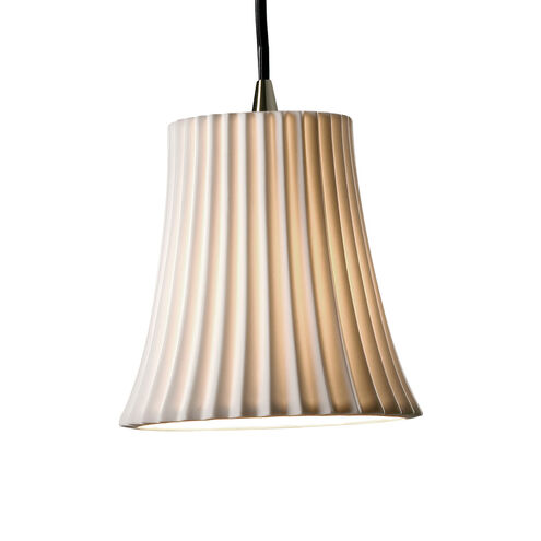 Limoges 1 Light 4 inch Brushed Nickel Pendant Ceiling Light in Cord, Pleats, Round Flared