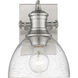 Yep Hines Vanity Wall Light in Pewter, Seeded Glass