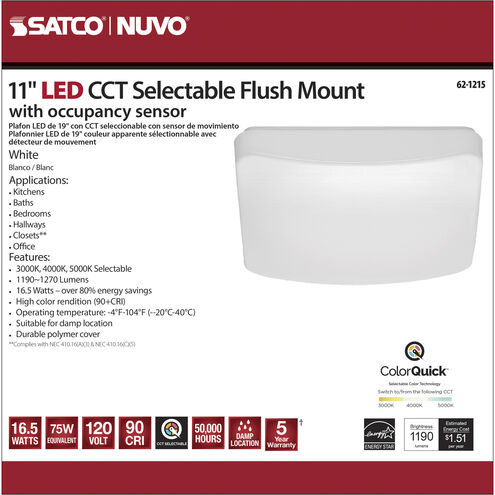 Cloud LED 11 inch White Flush Mount Ceiling Light