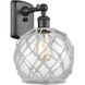 Ballston Farmhouse Rope Armed Sconce Wall Light in Matte Black, Bulb Not Included, Clear Glass with White Rope, Ballston