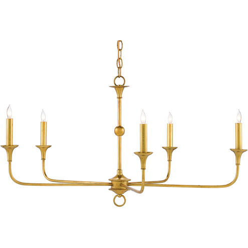 Nottaway 5 Light 36 inch Contemporary Gold Leaf Chandelier Ceiling Light, Small