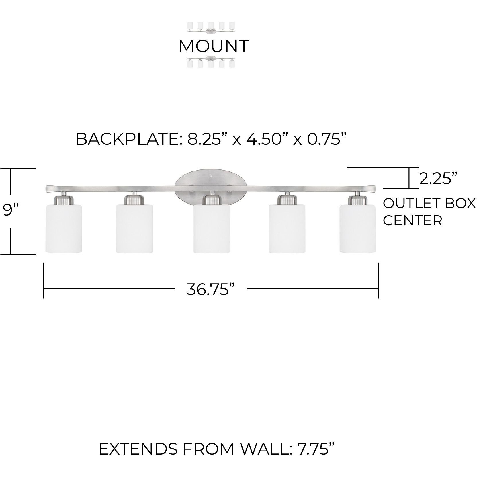 Dixon 5 Light 37 inch Brushed Nickel Vanity Light Wall Light