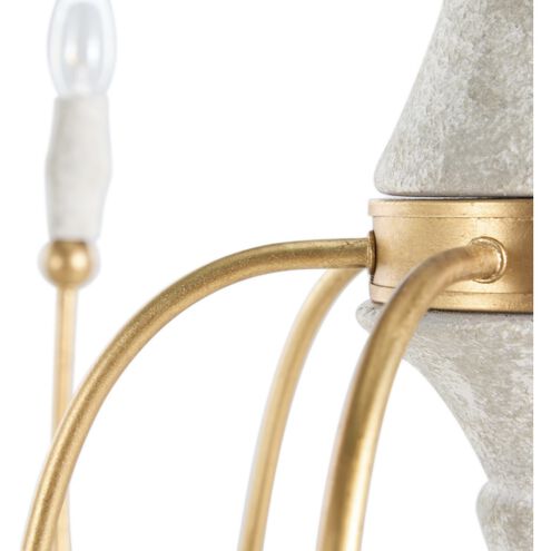 Clay 6 Light 31.5 inch Vintage Gold / Distressed Ivory Chandelier Ceiling Light