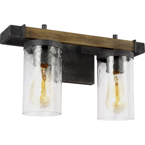 Lanesnoro 2 Light 16 inch Distressed Weathered Oak / Slate Grey Metal Wall Bath Vanity Wall Light