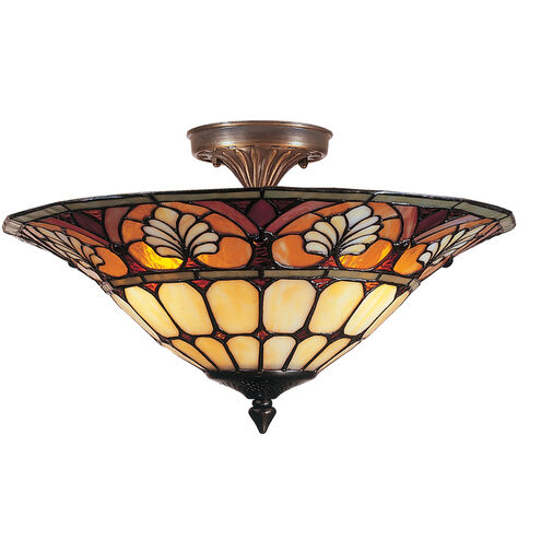 Evelyn 3 Light 16 inch Antique Brass Flush Mount Ceiling Light