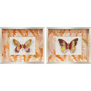 Flight Patterns Orange and Pink and Red and Yellow Framed Art