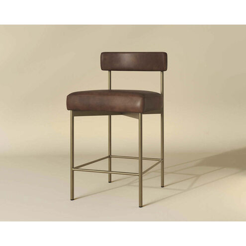Seneca 36.5 inch Antique Brass / Bravo Cognac Counter Stool
