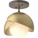 Brooklyn 1 Light 6 inch Dark Smoke and Modern Brass Semi-Flush Ceiling Light in Dark Smoke/Modern Brass