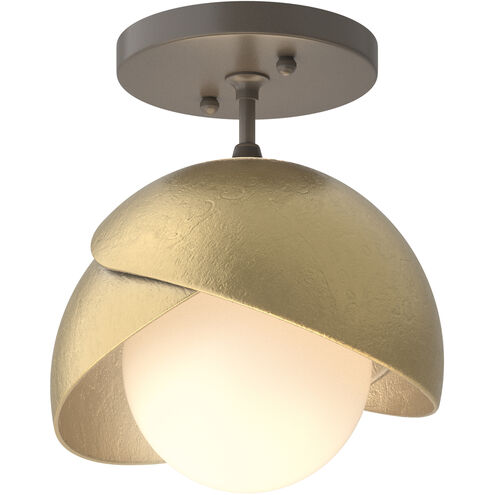 Brooklyn 1 Light 6 inch Dark Smoke and Modern Brass Semi-Flush Ceiling Light in Dark Smoke/Modern Brass