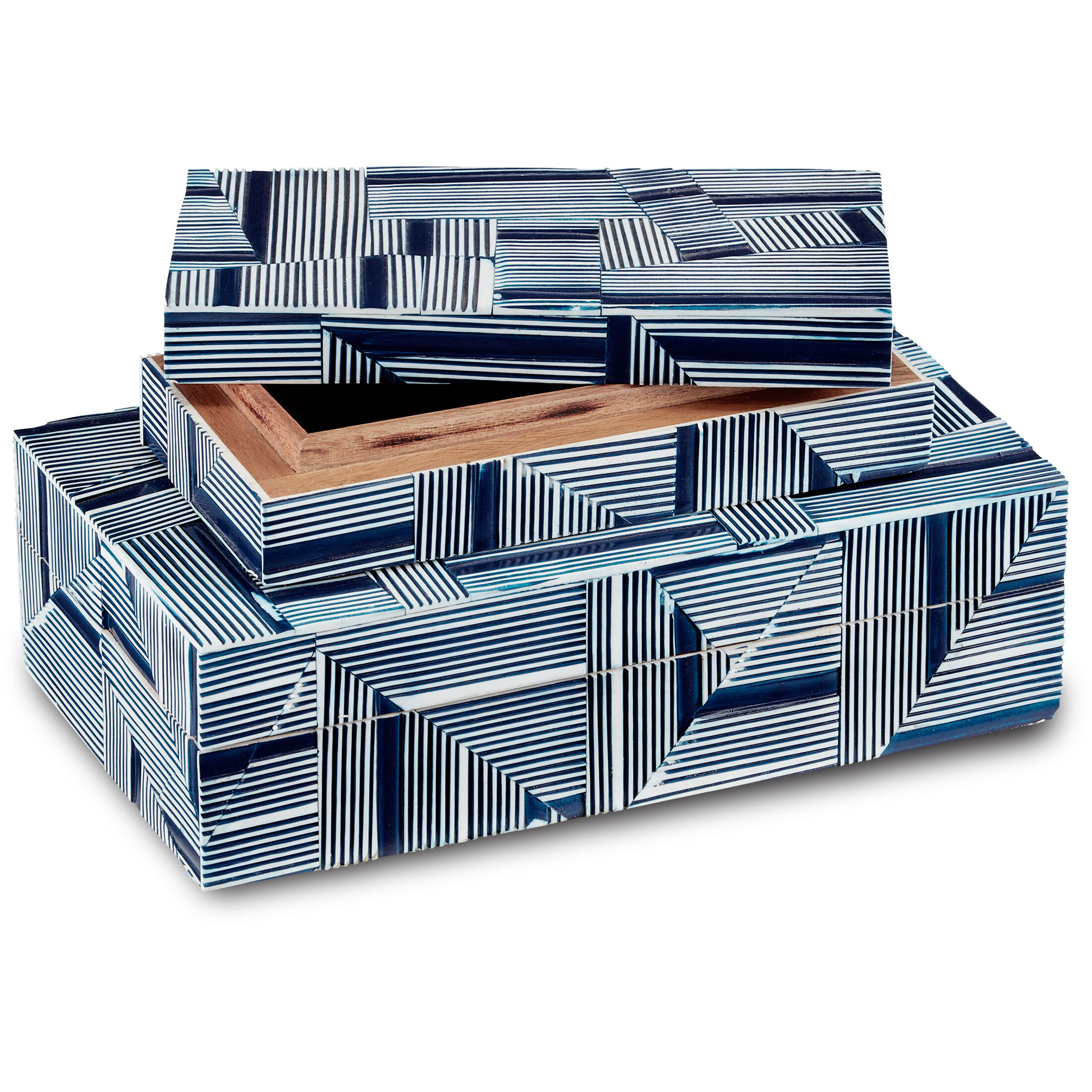 Cade 10.5 inch Blue/White Boxes, Set of 2