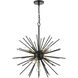 Tribeca 7 Light 25 inch Shiny Black with Polished Brass Accents Pendant Chandelier Ceiling Light