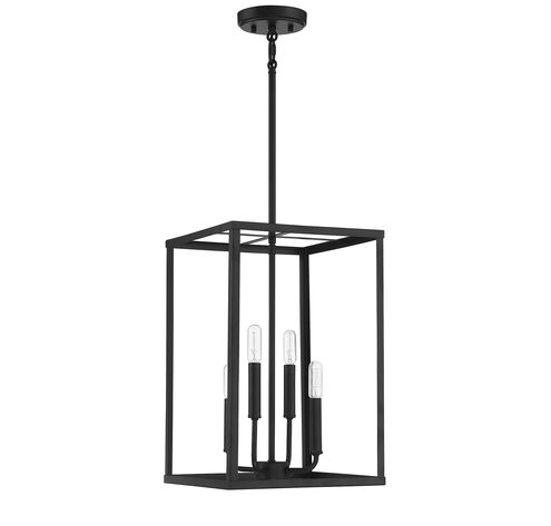 Traditional 4 Light 12 inch Matte Black Pendant Ceiling Light