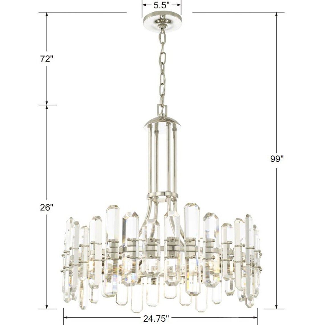 Bolton 8 Light 24.75 inch Polished Nickel Chandelier Ceiling Light
