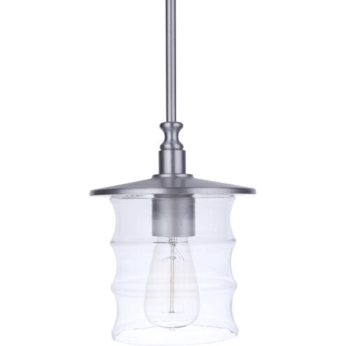 Canon 1 Light 7.5 inch Satin Aluminum Outdoor Pendant
