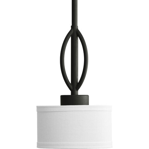Calven 1 Light 6 inch Forged Black Mini-Pendant Ceiling Light in Opal Linen