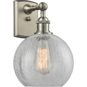 Ballston Athens 1 Light 8 inch Brushed Satin Nickel Sconce Wall Light in Clear Crackle Glass, Ballston